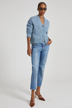 Load image into Gallery viewer, Alpaca and merino blend cardigan with diamond pattern and microcrystal logo