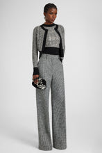 Load image into Gallery viewer, Jacquard wool cardigan with pied de poule pattern and crystals