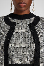 Load image into Gallery viewer, Jacquard wool cardigan with pied de poule pattern and crystals
