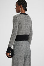 Load image into Gallery viewer, Jacquard wool cardigan with pied de poule pattern and crystals