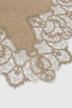 Load image into Gallery viewer, Dove grey melange cashmere stole with wool rebrodé lace border
