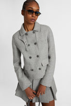 Load image into Gallery viewer, Short double-breasted coat in virgin wool blend with adjustable collar