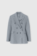 Load image into Gallery viewer, Double-breasted wool blend jacket with asymmetric zip