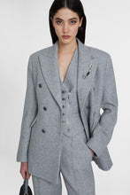 Load image into Gallery viewer, Double-breasted wool blend jacket with asymmetric zip