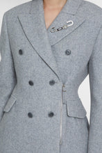 Load image into Gallery viewer, Double-breasted wool blend jacket with asymmetric zip