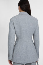 Load image into Gallery viewer, Double-breasted wool blend jacket with asymmetric zip