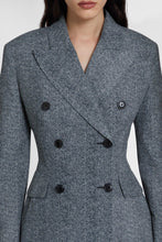Load image into Gallery viewer, Double-breasted viscose jacket with herringbone pattern