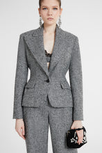 Load image into Gallery viewer, Single-breasted jacket in houndstooth jacquard wool blend