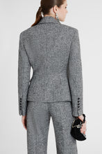 Load image into Gallery viewer, Single-breasted jacket in houndstooth jacquard wool blend