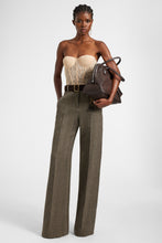 Load image into Gallery viewer, Palazzo trousers in wool, silk and cashmere with herringbone pattern