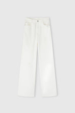 Load image into Gallery viewer, Palazzo trousers in white denim with floral cut-out