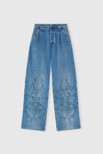 Load image into Gallery viewer, Palazzo jeans with crystal floral embroidery