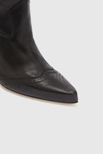 Load image into Gallery viewer, Vintage dark green nappa leather boot with handmade leather embroidery