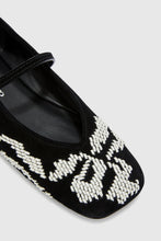 Load image into Gallery viewer, Suede ballerina with hand-embroidered leather ribbon detail