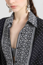Load image into Gallery viewer, Crepe De Chine Silk Shirt with Scarf Print And Crystals