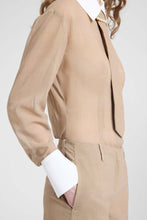 Load image into Gallery viewer, Beige And White Prince of Wales Technical Georgette Shirt