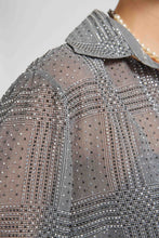 Load image into Gallery viewer, Regular-Fit Prince of Wales Technical Georgette Shirt with Crystals