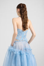 Load image into Gallery viewer, Structured Rebrodé Lace Bustier Top – Light Blue