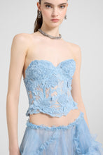 Load image into Gallery viewer, Structured Rebrodé Lace Bustier Top – Light Blue