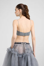Load image into Gallery viewer, Deconstructed Prince of Wales Print Bra with Hand-Applied Crystals