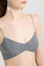 Load image into Gallery viewer, Deconstructed Prince of Wales Print Bra with Hand-Applied Crystals