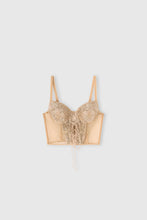 Load image into Gallery viewer, Vintage-Inspired Tulle Corset Top with Maiolica Lace And Hand-Applied Crystals