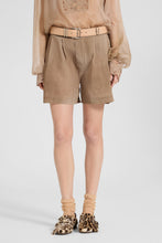 Load image into Gallery viewer, Regular Fit Shorts in Sand-Toned Denim Print Marocain