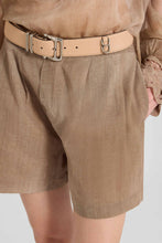 Load image into Gallery viewer, Regular Fit Shorts in Sand-Toned Denim Print Marocain