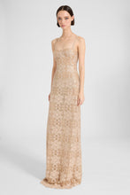 Load image into Gallery viewer, Fitted Long Dress in Maiolica Lace with Crystals