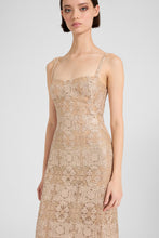 Load image into Gallery viewer, Fitted Long Dress in Maiolica Lace with Crystals