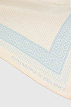 Load image into Gallery viewer, Square Silk Scarf with Blue And Cream Bandana Print
