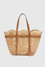 Load image into Gallery viewer, Medium Natural Shopping Bag in Raffia Lace Maiolica