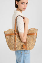 Load image into Gallery viewer, Medium Natural Shopping Bag in Raffia Lace Maiolica