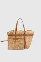 Load image into Gallery viewer, Medium Natural Shopping Bag in Raffia Lace Maiolica