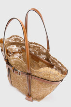 Load image into Gallery viewer, Medium Natural Shopping Bag in Raffia Lace Maiolica