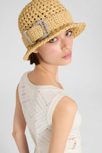 Load image into Gallery viewer, Natural Raffia Cloche with Jewel Belt