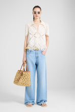 Load image into Gallery viewer, Short-Sleeve Knit Shirt with Valenciennes Lace