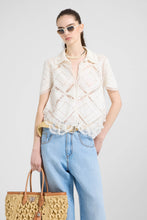 Load image into Gallery viewer, Short-Sleeve Knit Shirt with Valenciennes Lace