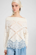 Load image into Gallery viewer, Long-Sleeve Sweater in Cotton, Silk And Lace
