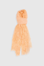 Load image into Gallery viewer, Orange Pure Cashmere Stole with Fine Rebrodé Lace Trim