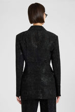 Load image into Gallery viewer, Double-Breasted Jacket in Lace Bonded with Chiffon with Hand-Applied Crystals