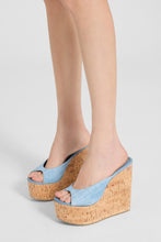 Load image into Gallery viewer, Jeans-Print Marocain Wedge Open Toe Sandal
