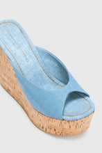 Load image into Gallery viewer, Jeans-Print Marocain Wedge Open Toe Sandal