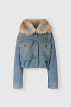 Load image into Gallery viewer, Cropped tailored wool and cotton parka with shearling collar