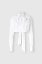 Load image into Gallery viewer, Cropped cotton poplin shirt with Valencienne lace bow detail