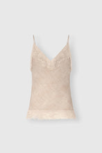 Load image into Gallery viewer, Silk georgette top with melange-effect print and lace details