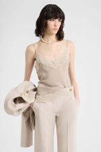 Load image into Gallery viewer, Silk georgette top with melange-effect print and lace details