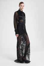 Load image into Gallery viewer, Long tulle pencil skirt with tone-on-tone embroidered lace and crystals