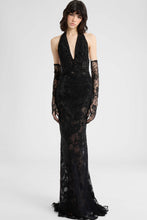 Load image into Gallery viewer, Mermaid gown in Chantilly lace with tonal crystals
