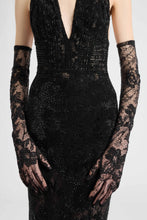 Load image into Gallery viewer, Mermaid gown in Chantilly lace with tonal crystals